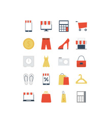 Sticker - set of icon shopping, e-commerce on white background