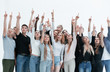 © ASDF - group of serious young people where pointing up