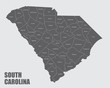 © luisrftc - The South Carolina isolated map and its counties with labels