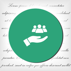 People in the hand icon , lorem ipsum Flat design