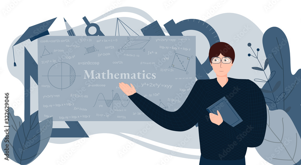 Teacher explaining math. Education in school and university ...