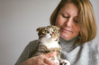 © Cavan Images - Woman holding beautiful cat on white background