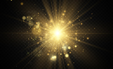 Wall Mural - vector gold sparkles, magic, bright light effect on a transparent background. gold dust.