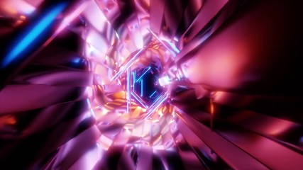 Wall Mural - colorful futuristic neon tunnel 3d render animation