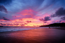 Beautiful Landscape. Sunset On The Sea Shore.