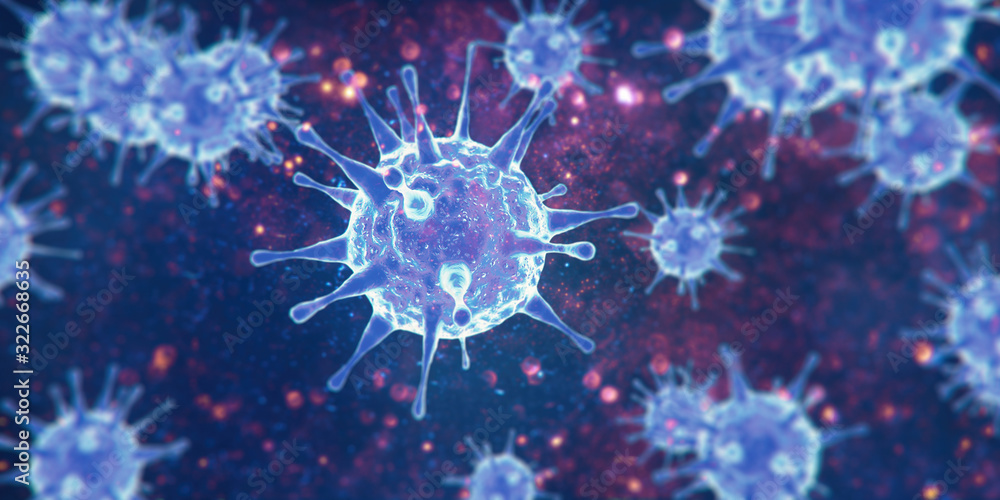 New coronavirus 2019-ncov. 3D illustration - obrazy, fototapety, plakaty 