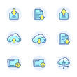 © Muhamad - Set of upload and download icons in linear color design isolated on white background