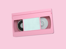 Pink Video Tape Cassette 3d Rendering Minimal Style