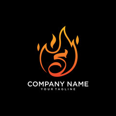 Sticker - Icon Design Logo Letter S with Fire Vector Illustration.