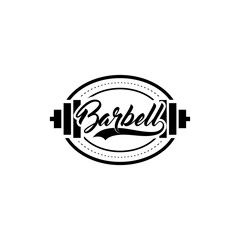 Wall Mural - barbell sport logo. vintage and badge concept