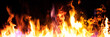 © ooddysmile - Set of Panorama Fire flames on black background.