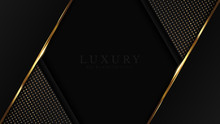 Luxury Gold Background With Black Metal Texture In 3d Abstract Style. Illustration From Vector About Modern Template Design For Strong Feeling And Technology And Futurism.