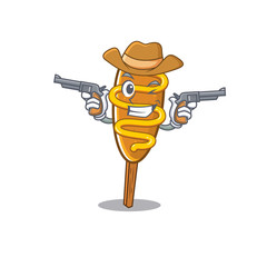 Canvas Print - Corn dog Cowboy cartoon concept having guns