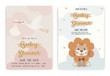 Set of cute Lion, Seagull. happy birthday party invitation card design, baby shower invitation card design template.