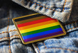 Philadelphia people of color inclusive flag pin on denim jacket