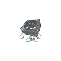 Sticker - A crying power supply unit black color mascot design style