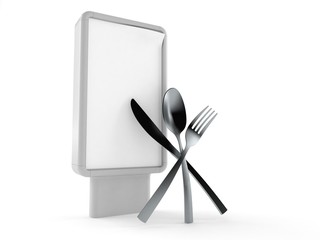 Poster - Cutlery with blank billboard