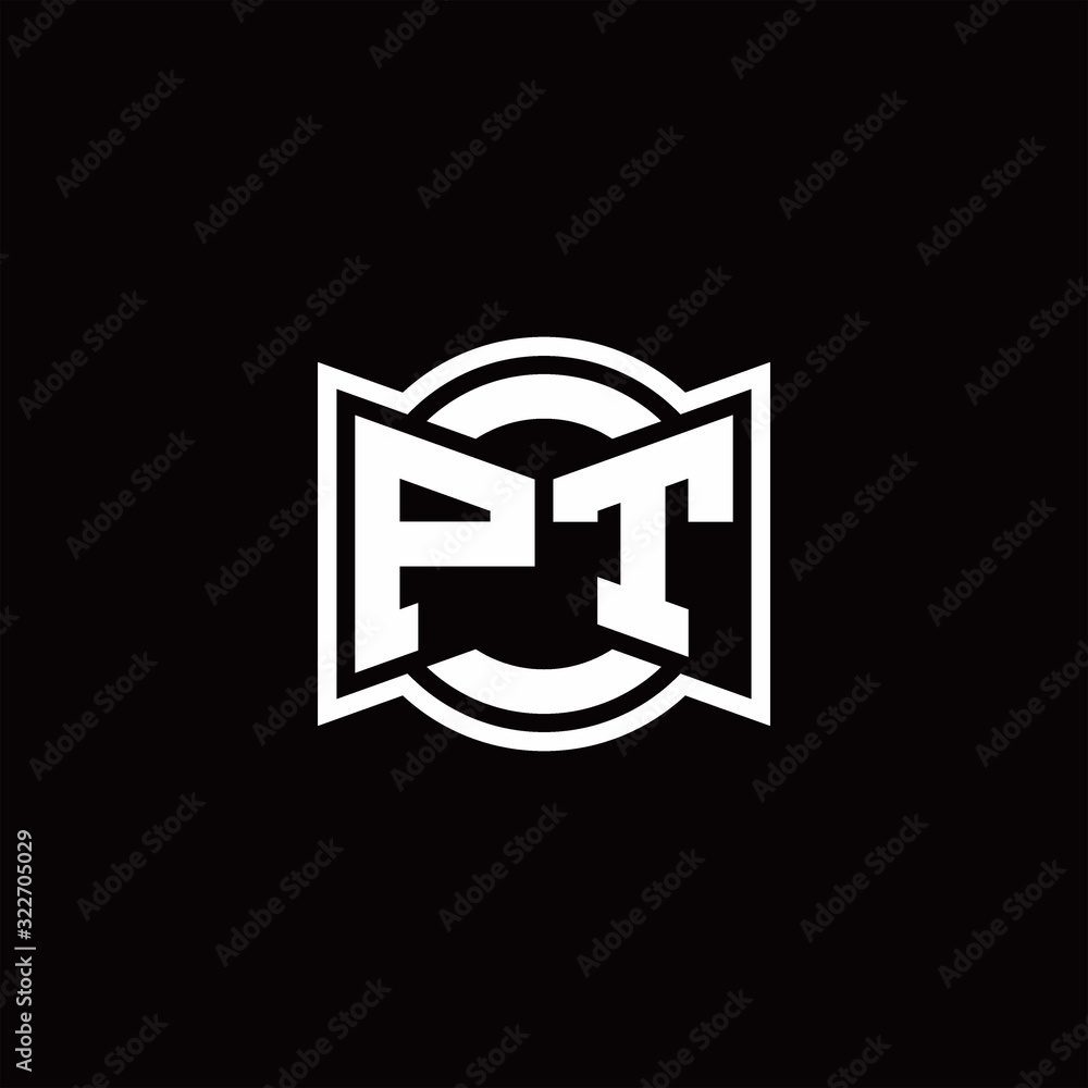 PT logo monogram with ribbon style circle rounded design template Stock ...