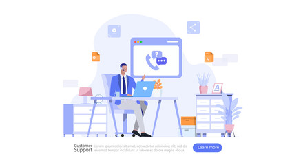 Wall Mural - Customer Support Vector Illustration Concept , Suitable for web landing page, ui, mobile app, editorial design, flyer, banner, and other related occasion