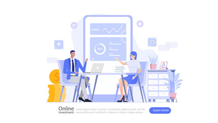 Wall Mural - Online Investment Vector Illustration Concept , Suitable for web landing page, ui, mobile app, editorial design, flyer, banner, and other related occasion
