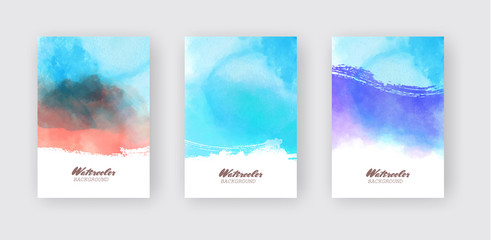 Wall Mural - Abstract watercolor color design banner set.