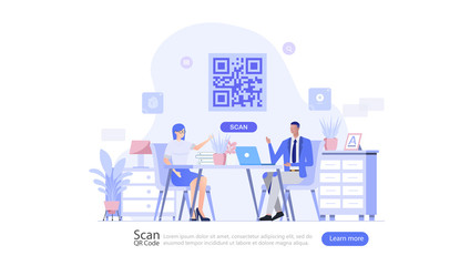Wall Mural - QR Code Verification Vector Illustration Concept , Suitable for web landing page, ui, mobile app, editorial design, flyer, banner, and other related occasion