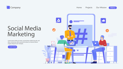 Wall Mural - Social Media Marketing Vector Illustration Concept , Suitable for web landing page, ui, mobile app, editorial design, flyer, banner, and other related occasion