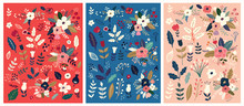 Beautiful Collection Of Floral Patterns. Holiday Flower Patterns For Cards, Invitations, Wrapping Paper, Package