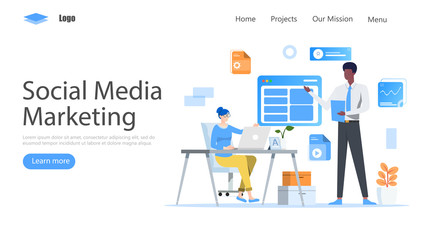 Wall Mural - Social Media Marketing Vector Illustration Concept, Suitable for web landing page, ui, mobile app, editorial design, flyer, banner, and other related occasion
