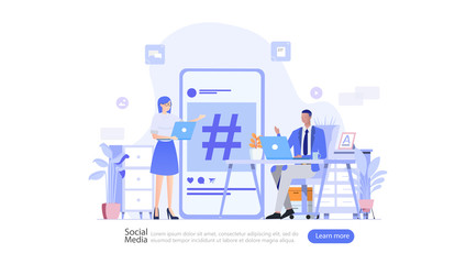 Wall Mural - Social Media Network and Influencer Vector Illustration Concept , Suitable for web landing page, ui, mobile app, editorial design, flyer, banner, and other related occasion