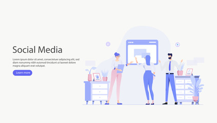 Wall Mural - Social Media Vector Illustration Concept , Suitable for web landing page, ui, mobile app, editorial design, flyer, banner, and other related occasion