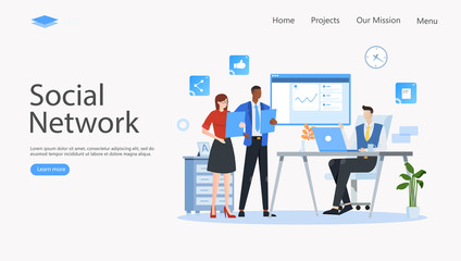Wall Mural - Social Network Vector Illustration Concept , Suitable for web landing page, ui, mobile app, editorial design, flyer, banner, and other related occasion