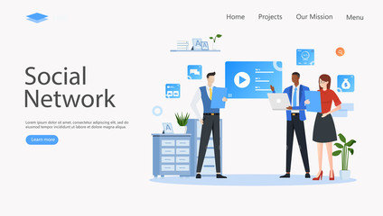 Wall Mural - Social Network Vector Illustration Concept , Suitable for web landing page, ui, mobile app, editorial design, flyer, banner, and other related occasion