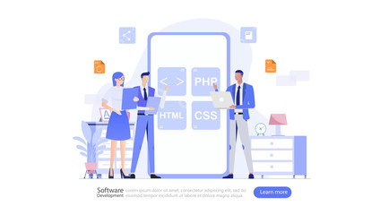 Wall Mural - Software Development Vector Illustration Concept , Suitable for web landing page, ui, mobile app, editorial design, flyer, banner, and other related occasion