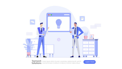 Wall Mural - Teamwork Communication Vector Illustration Concept , Suitable for web landing page, ui, mobile app, editorial design, flyer, banner, and other related occasion