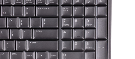 Close up of black computer laptop keyboard