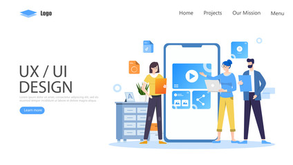 Wall Mural - UX / UI Design Vector Illustration Concept, Suitable for web landing page, ui, mobile app, editorial design, flyer, banner, and other related occasion