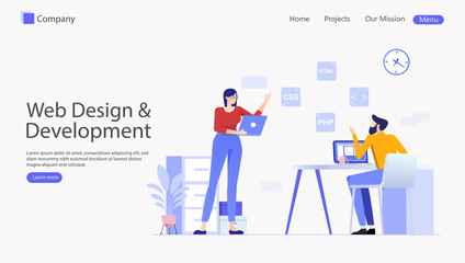 Wall Mural - Website and Mobile Website Development Vector Illustration Concept , Suitable for web landing page, ui, mobile app, editorial design, flyer, banner, and other related occasion