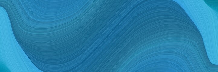 Aufkleber - surreal designed horizontal banner with teal blue, medium turquoise and steel blue colors. fluid curved lines with dynamic flowing waves and curves