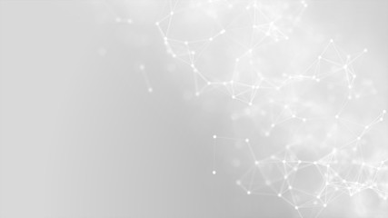 Abstract plexus on gray background. connection glowing lines and dots. Illustration for design, advertising, technology, medical, chemical, science, business, Technology concept. 3D rendering