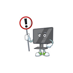 Sticker - Cartoon character design of computer screen rise up a broad