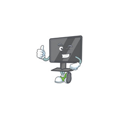 Poster - A mascot icon of computer screen making Thumbs up gesture