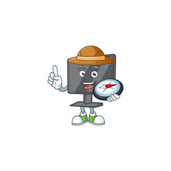 Sticker - A computer screen explorer cartoon design having a compass