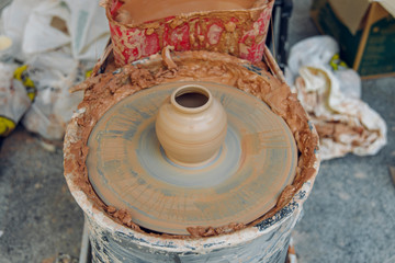 raw clay vase hand made object pottery process