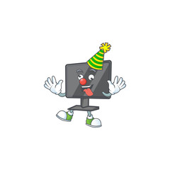 Poster - Cute and funny Clown computer screen cartoon character mascot style