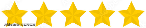 Fotografía Flat golden 5 star rating icon isolated on a white background