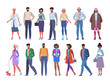© gamarina62 - A group of people standing on a white background in different clothes and poses. Vector illustration