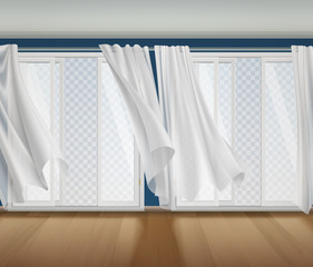 Poster - Billowing Curtains Transparent Composition