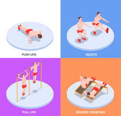 Sticker - Workout Isometric Design Concept