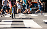 Fototapeta  - Many people walking in the city center in Vienna